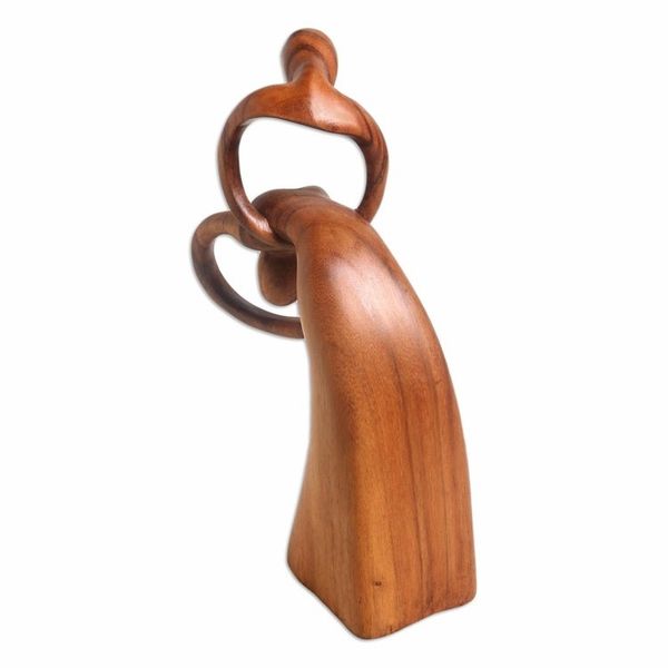 Alternate image for Romantic Suar Wood Sculpture from Bali Dancing Lovers