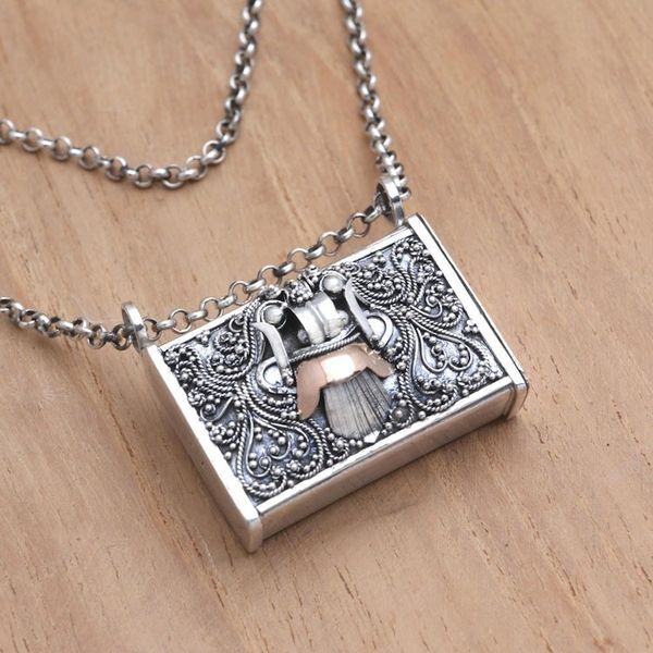 Alternate image for Gold-Accented Sterling Silver Pendant Necklace Eastern Myth