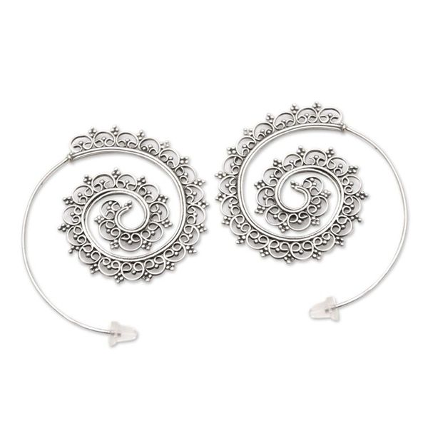 Alternate image for Hand Crafted Sterling Silver Drop Earrings from Bali Eternal Path