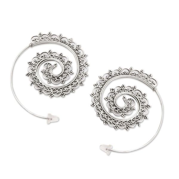 Alternate image for Hand Crafted Sterling Silver Drop Earrings from Bali Eternal Path
