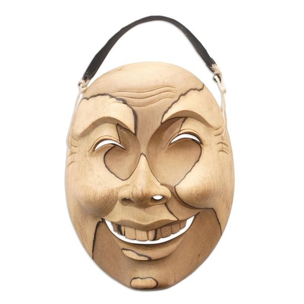 Alternate image for Hand Made Hibiscus Wood Mask Sweet Smile