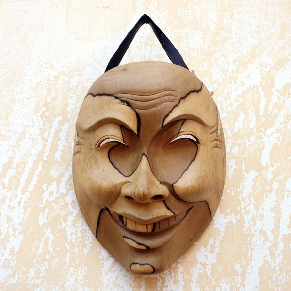 Alternate image for Hand Made Hibiscus Wood Mask Sweet Smile