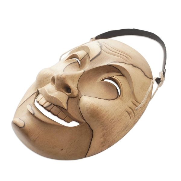 Alternate image for Hand Made Hibiscus Wood Mask Sweet Smile