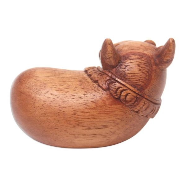 Alternate image for Handmade Suar Wood Newborn Calf Statuette Newborn Calf