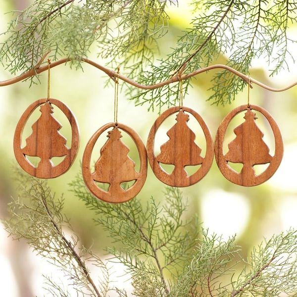 Alternate image for Tree Motif Christmas Ornaments Set of 4 Christmas Tree Silhouette