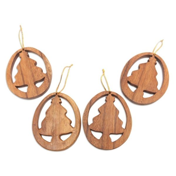 Alternate image for Tree Motif Christmas Ornaments Set of 4 Christmas Tree Silhouette