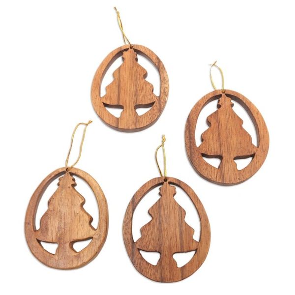 Alternate image for Tree Motif Christmas Ornaments Set of 4 Christmas Tree Silhouette