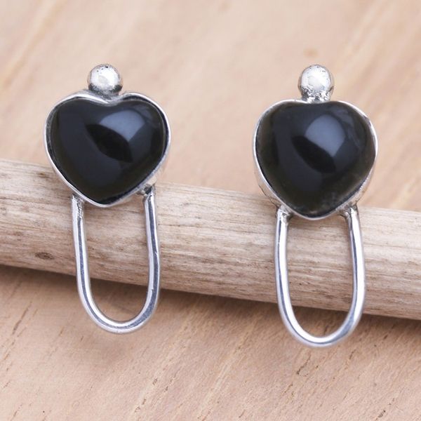 Alternate image for Sterling Silver and Buffalo Horn Heart-Motif Drop Earrings To Feel Your Love