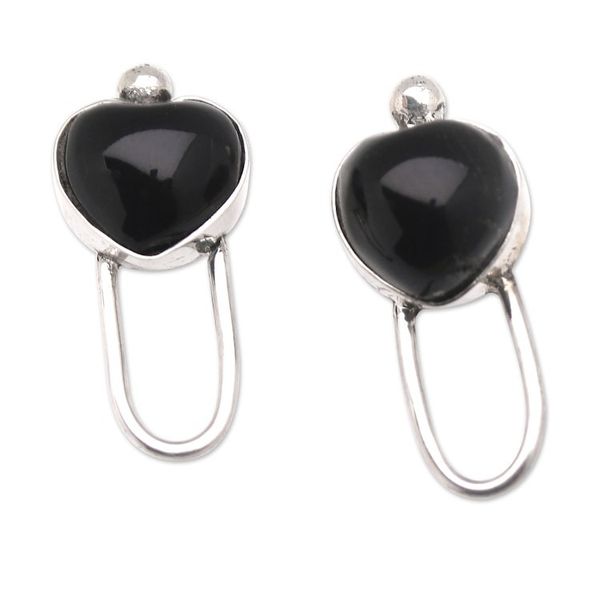 Alternate image for Sterling Silver and Buffalo Horn Heart-Motif Drop Earrings To Feel Your Love