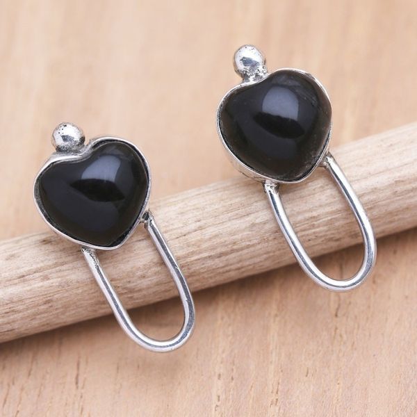 Alternate image for Sterling Silver and Buffalo Horn Heart-Motif Drop Earrings To Feel Your Love