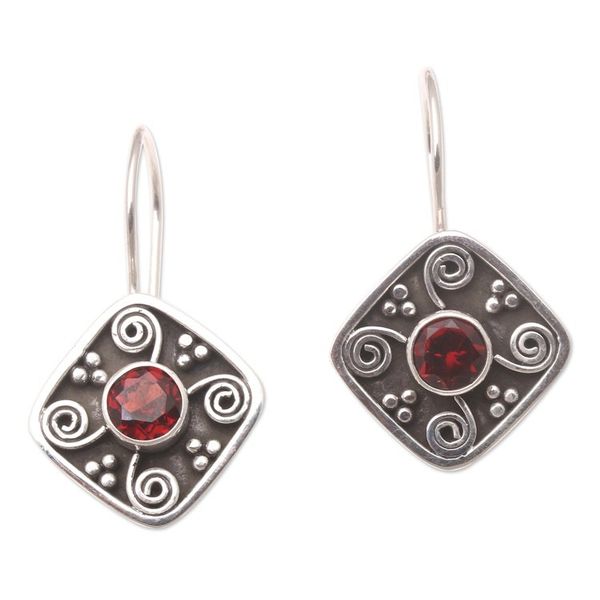 Alternate image for Handmade Garnet and Sterling Silver Drop Earrings Odysseys Edge in Red
