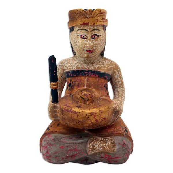 Alternate image for Albesia Wood Statuette with Music Motif Rhythmic Kempul