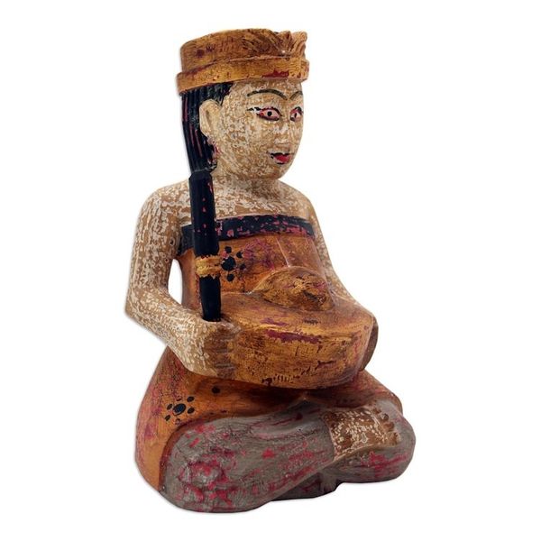 Alternate image for Albesia Wood Statuette with Music Motif Rhythmic Kempul