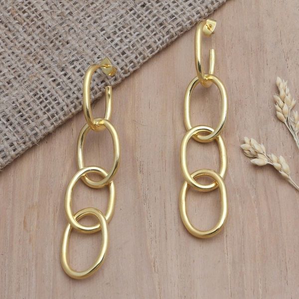 Alternate image for Gold-Plated Chain Link Dangle Earrings Chain of Attraction