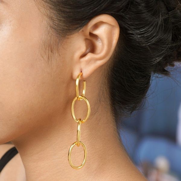 Alternate image for Gold-Plated Chain Link Dangle Earrings Chain of Attraction