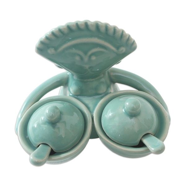 Alternate image for Hand Crafted Ceramic Condiment Set 5 Pcs Balinese Dancer