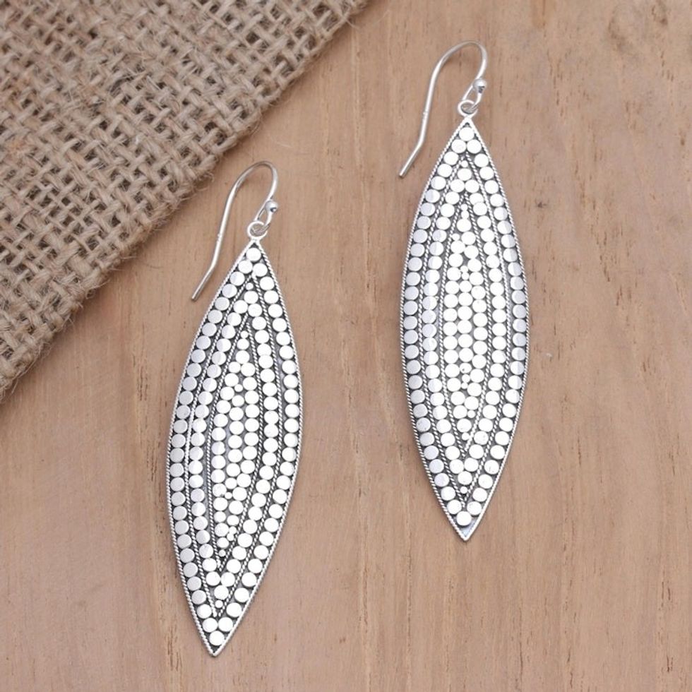 Hand Crafted Sterling Silver Dangle Earrings 'Queen's Gaze'