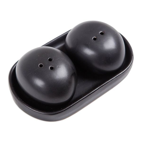 Alternate image for Minimalist Black Ceramic Salt and Pepper Set 3 Pieces Soft Seasoning at Night