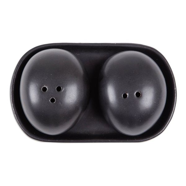 Alternate image for Minimalist Black Ceramic Salt and Pepper Set 3 Pieces Soft Seasoning at Night