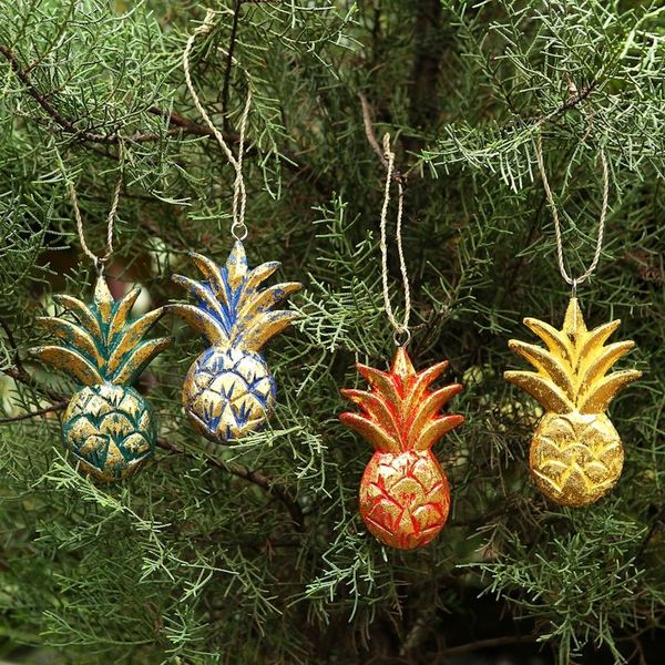 Alternate image for Wood Pineapple Holiday Ornaments from Bali Set of 4 Tropical Holiday