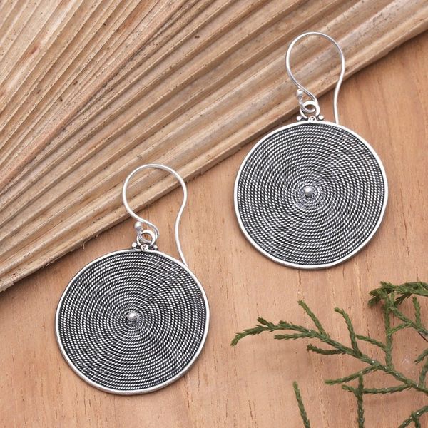 Alternate image for Handcrafted Sterling Silver Dangle Earrings Eyes Wide Open