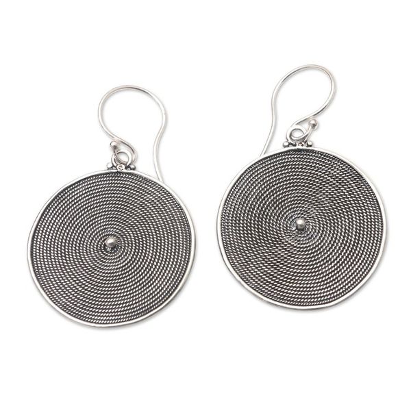 Alternate image for Handcrafted Sterling Silver Dangle Earrings Eyes Wide Open