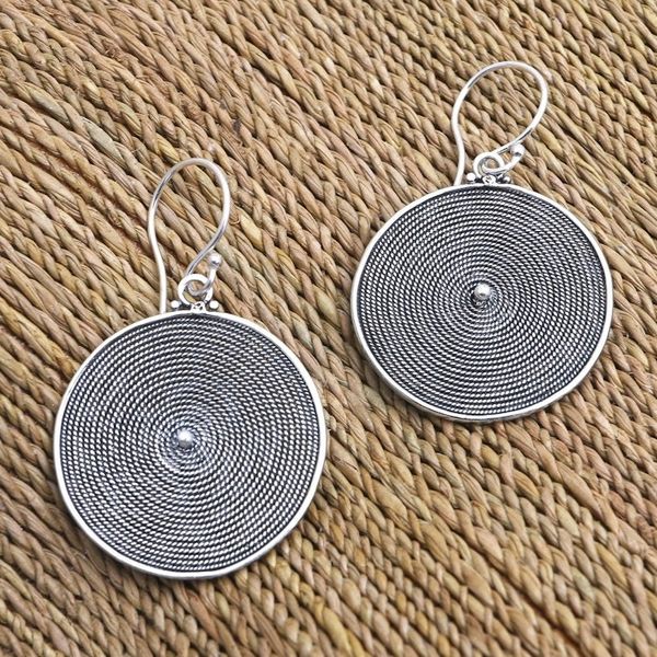 Alternate image for Handcrafted Sterling Silver Dangle Earrings Eyes Wide Open