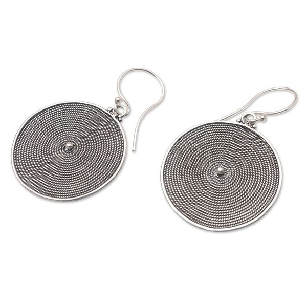 Alternate image for Handcrafted Sterling Silver Dangle Earrings Eyes Wide Open