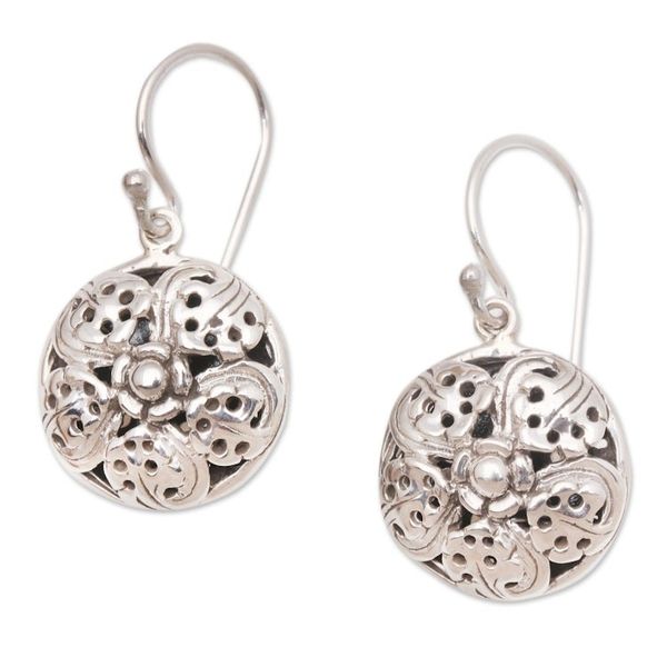 Alternate image for Handcrafted Balinese Sterling Silver Dangle Earrings Miracle Bloom
