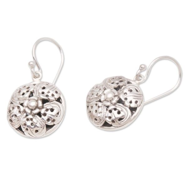 Alternate image for Handcrafted Balinese Sterling Silver Dangle Earrings Miracle Bloom