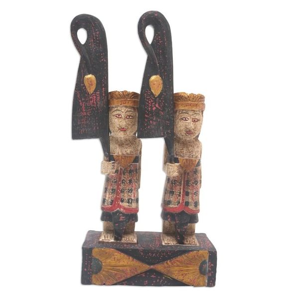Alternate image for Handmade Albesia Wood Statuette from Bali Umbul-Umbul