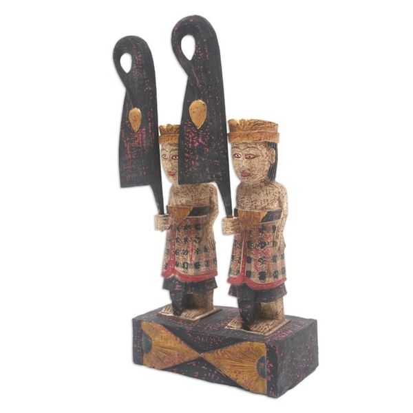 Alternate image for Handmade Albesia Wood Statuette from Bali Umbul-Umbul