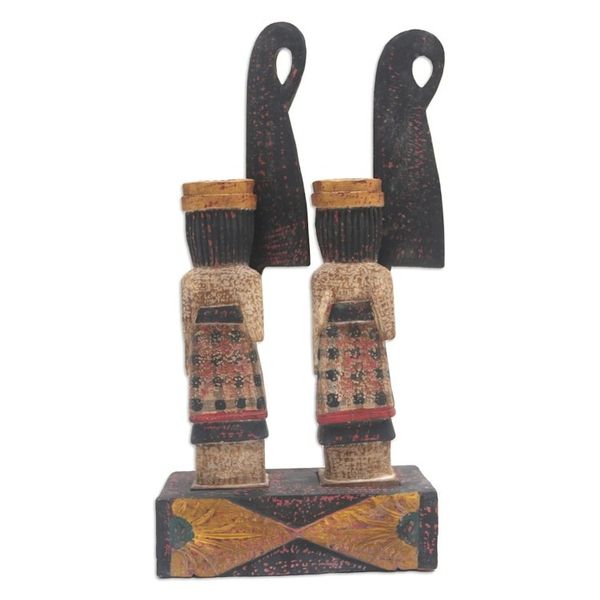 Alternate image for Handmade Albesia Wood Statuette from Bali Umbul-Umbul
