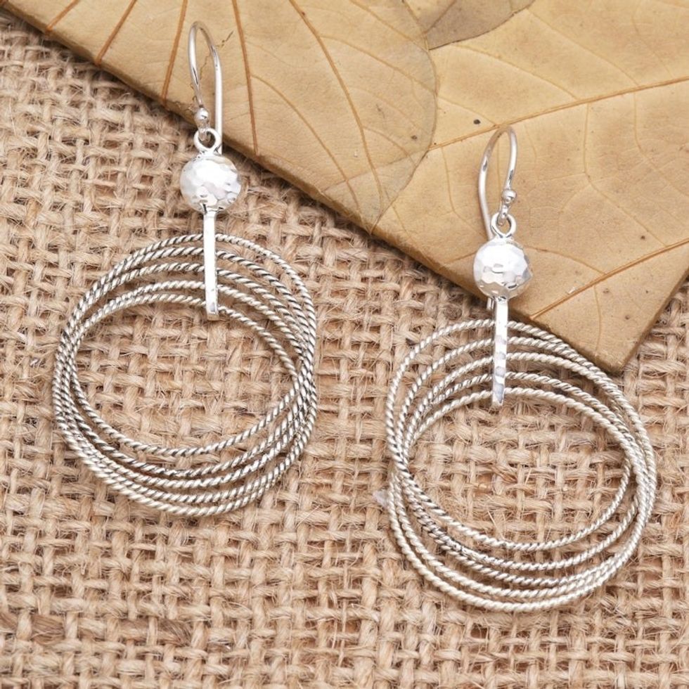 Artisan Crafted Sterling Silver Dangle Earrings 'Unplugged'