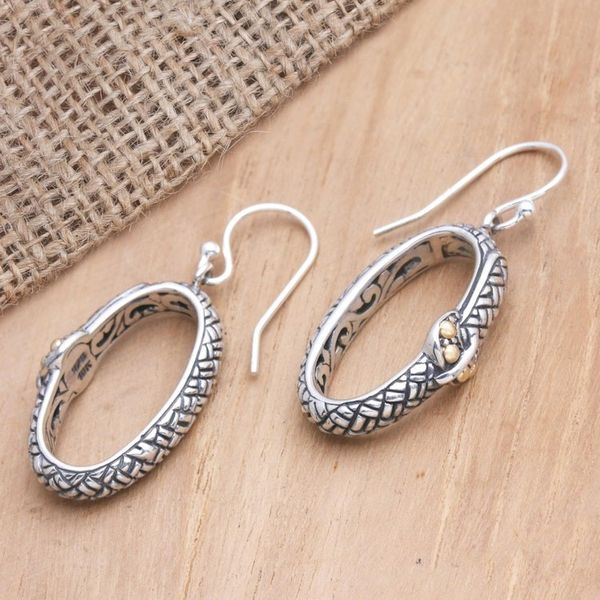 Alternate image for Gold-Accented Sterling Silver Dangle Earrings Hidden City