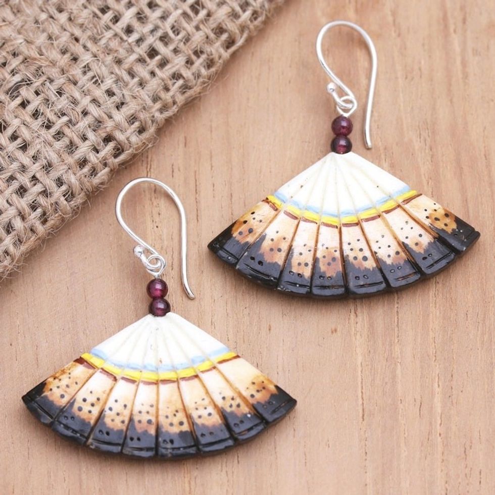 Sterling Silver and Amethyst Dangle Earrings 'Goddess Fan'