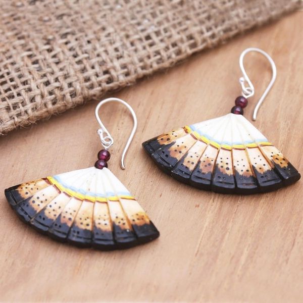 Alternate image for Sterling Silver and Amethyst Dangle Earrings Goddess Fan