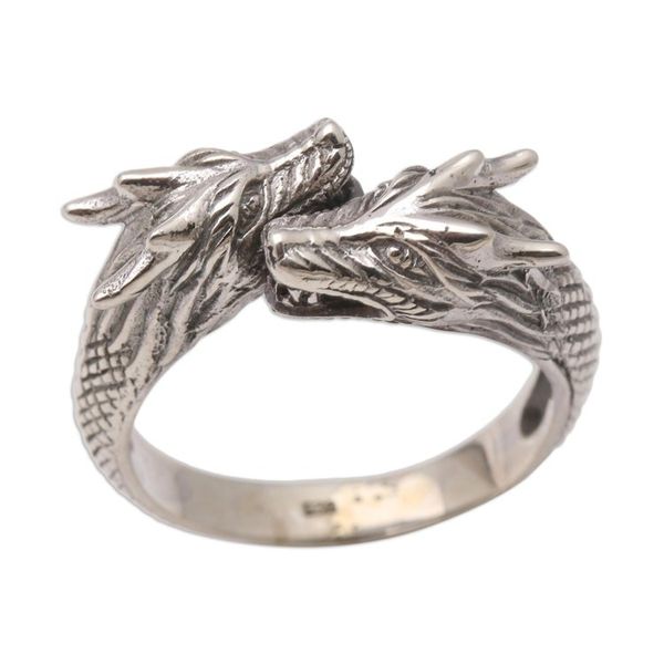 Alternate image for Mens Sterling Silver Dragon Ring Dragon Romance