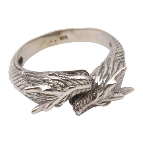 Alternate image for Mens Sterling Silver Dragon Ring Dragon Romance