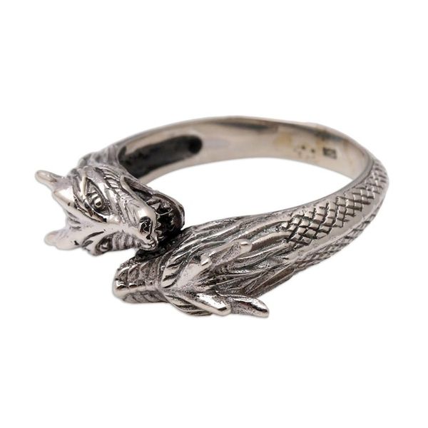 Alternate image for Mens Sterling Silver Dragon Ring Dragon Romance