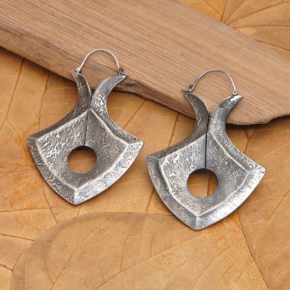 Hand Crafted Sterling Silver Drop Earrings 'Night Beaches'