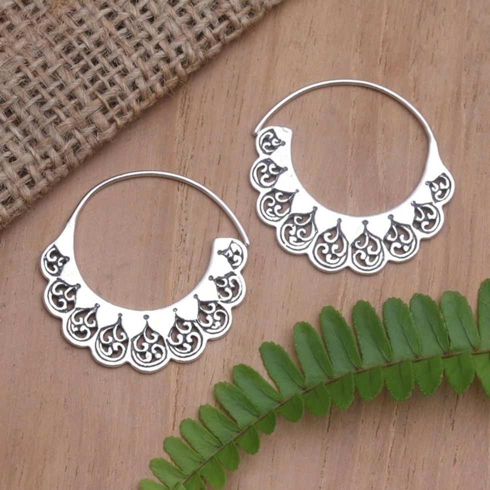 Hand Crafted Sterling Silver Hoop Earrings 'Round Trip'