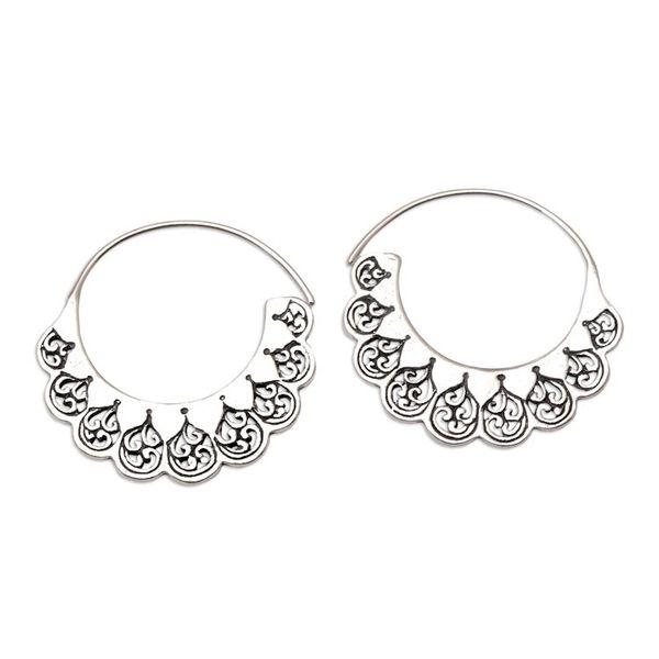 Alternate image for Hand Crafted Sterling Silver Hoop Earrings Round Trip