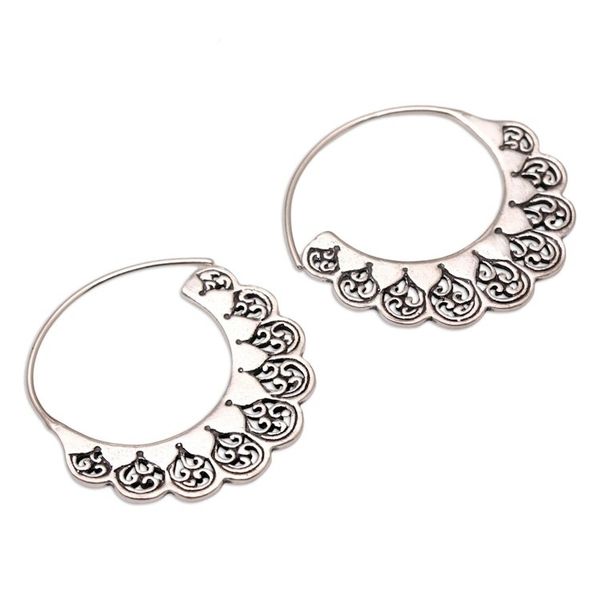 Alternate image for Hand Crafted Sterling Silver Hoop Earrings Round Trip
