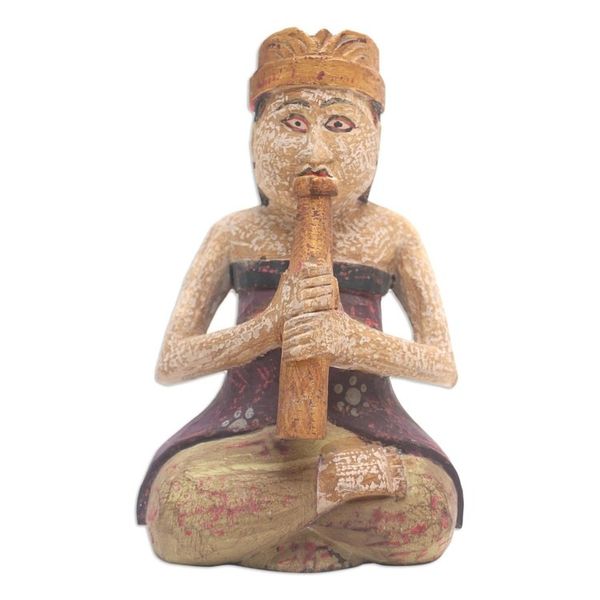 Alternate image for Albesia Wood Statuette with Music Motif Morning Healing