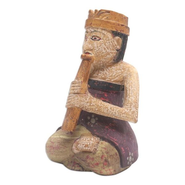 Alternate image for Albesia Wood Statuette with Music Motif Morning Healing