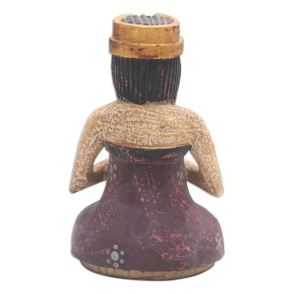 Alternate image for Albesia Wood Statuette with Music Motif Morning Healing
