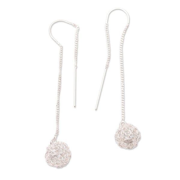 Alternate image for Hand Crafted Sterling Silver Threader Earrings Lifes a Ball