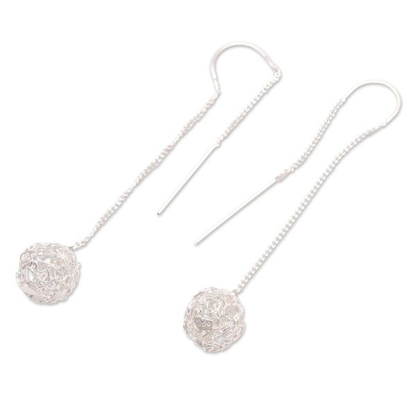 Alternate image for Hand Crafted Sterling Silver Threader Earrings Lifes a Ball