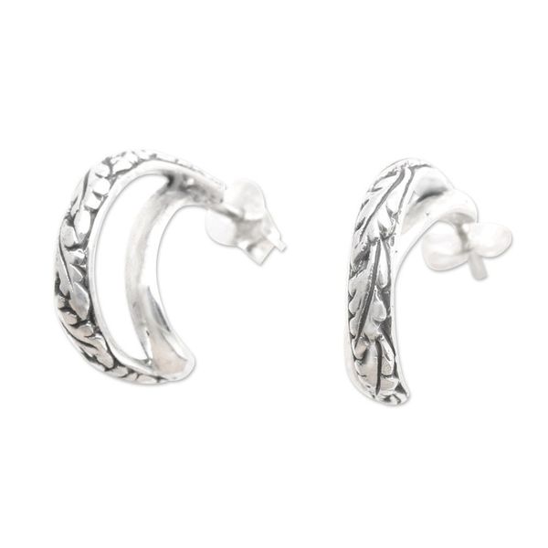 Alternate image for Sterling Silver Leaf-Motif Drop Earrings Cashew Leaves